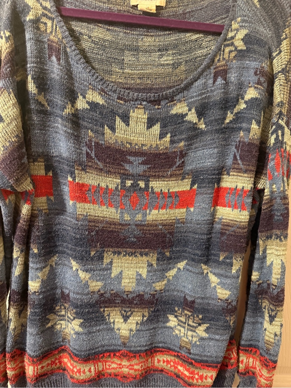 Vintage Ralph Lauren Blue Patterned Aztec-Print Women's Sweater - Picture 9 of 10